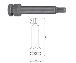 3/4'' Impact Socket Head External Hex Profile One Piece 100 mm Length 17 3/4'' Impact Socket Head External Hex Profile One Piece 100 mm Length 17