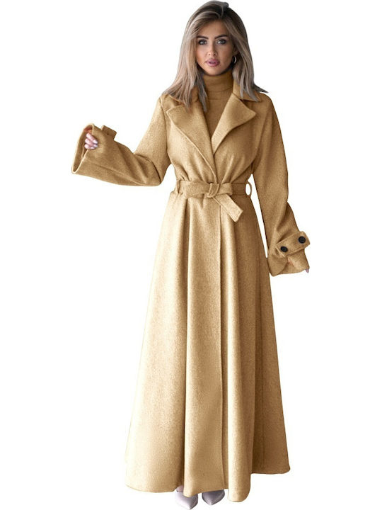 Femeie Cream Palton Oversized cu Nasturi