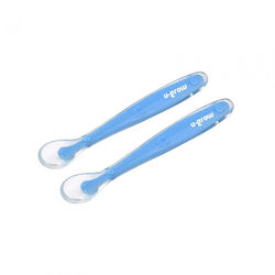 U-Grow Set pentru bebeluși cu Linguri din Silicon pentru 6+ luni Albastre 2buc