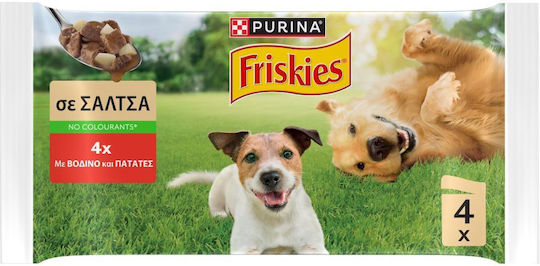 Friskies Υγρή Τροφή Σκύλων σε Φακελάκι με Βοδινό και Πατάτες 4x85gr