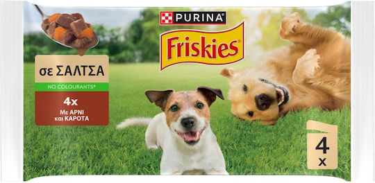 Friskies Υγρή Τροφή Σκύλων σε Φακελάκι με Αρνί και Καρότο 4x85gr
