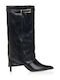 Synthetic Leather High Heel Women's Boots with Zipper Black