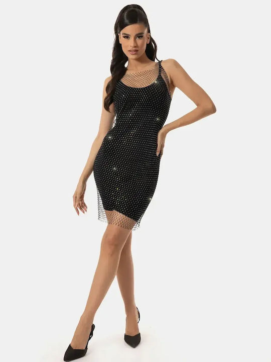 Netz Damenkleid Dekorative Strass Größe S