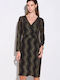 Midi Abendkleid Wickel Brown