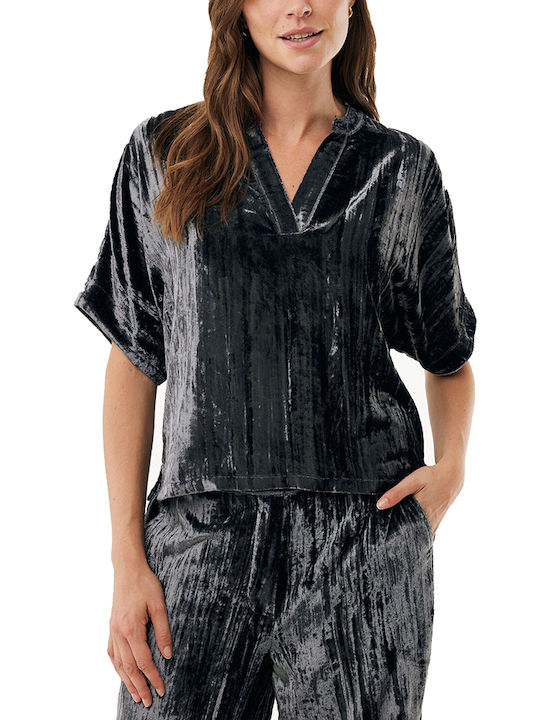 Bluza Damă Catifelată Neagră
