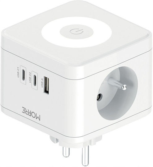 Tiross Πολύπριζο 2 Θέσεων με USB-A και 2 USB-C