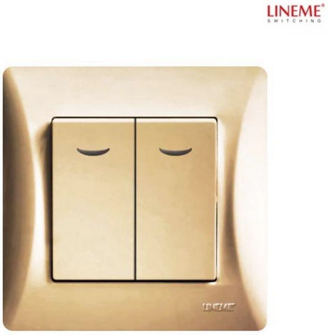 Lineme Διακόπτης Τοίχου Διπλός Χρυσός