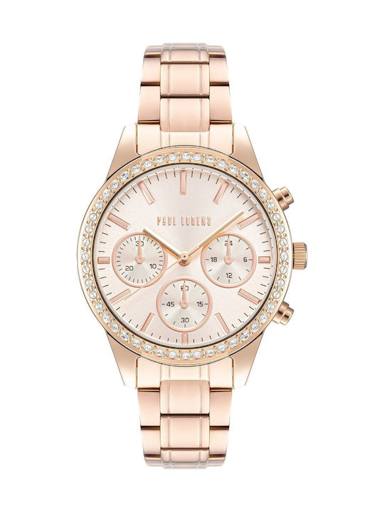 Paul Lorens Women's Watch Chronograph with Pink Gold Metal Bracelet