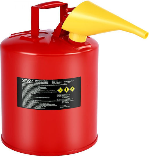 Vevor Gas Safety Can Red Safety Gasoline Can 19 Liters Type I Flame Arrester Stainless Steel Self-Closing Lid Pe Funnel Flammable Fuel Storage Can Carbon Steel Ergonomic Handle