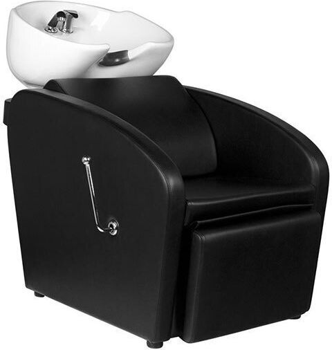 Gabbiano Stationary Hair Salon Sink with Black Synthetic Leather Chair