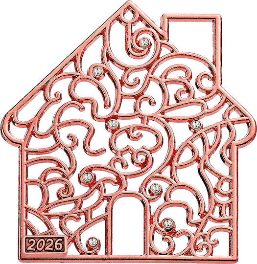 Metal Decorative House Rhinestone 6x6.5cm M2026/11482 Rose Gold