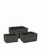 Set of Decorative Baskets Wooden Black 3pcs