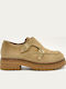 Leder Damen Mokassins in Beige Farbe