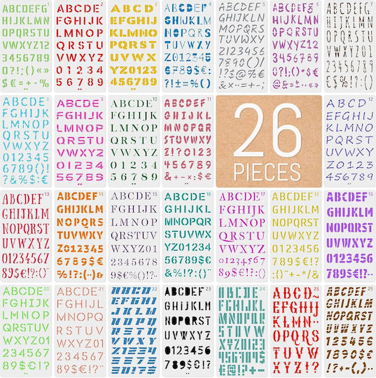 Σετ Διακοσμητικά Τοίχου από Χαρτί Set 26 Writing Templates Letters Numbers Intrend Different Styles Fonts 26τμχ Σετ Διακοσμητικά Τοίχου από Χαρτί Set 26 Writing Templates Letters Numbers Intrend Different Styles Fonts 26τμχ
