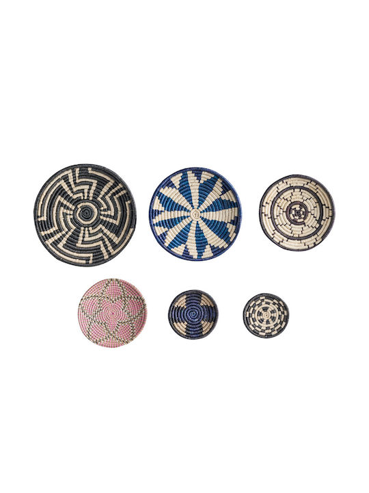 Beliani Set of 6 Multicolored Seagrass Wall Decorations Hoabinh