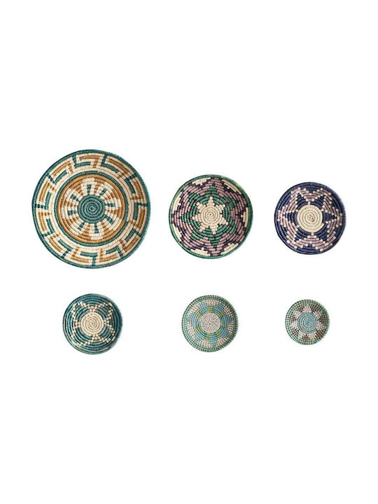 Beliani Set of 6 Multicolored Seagrass Wall Decor Namdinh
