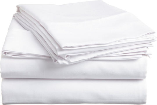 Hotel Sheet White Semi-Double 180x295cm Cotton & Polyester 1pcs
