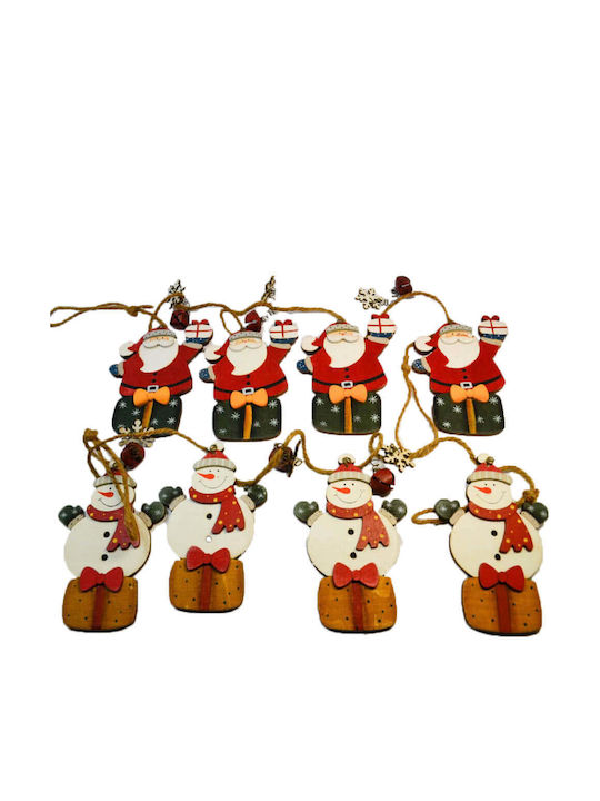 SP Souliotis Christmas Garland Santa Claus Snowman Snowy Wooden Red 2 Pieces