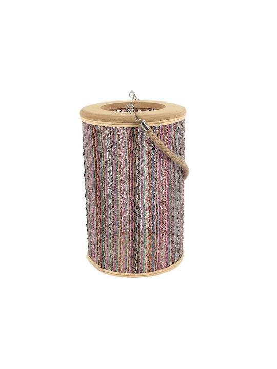 Espiel Tabletop Wooden Lantern Pink 20x30x30.5cm