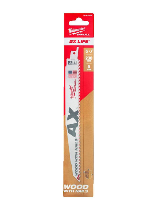 Milwaukee 48475026 Λάμες για Ξύλο 230mm 5τμχ