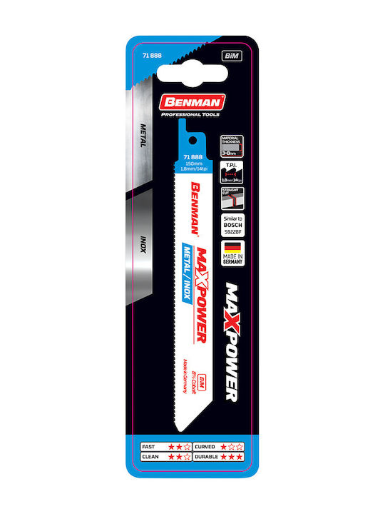 Benman 71888 Λάμες 14TPI για Μέταλλο 150mm 5τμχ