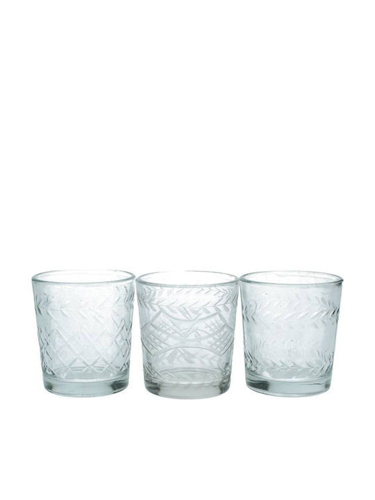 Zaros Candle Holder suitable for Tealights Glass in Transparent Color 6.5x6.5x7.5cm 1pcs