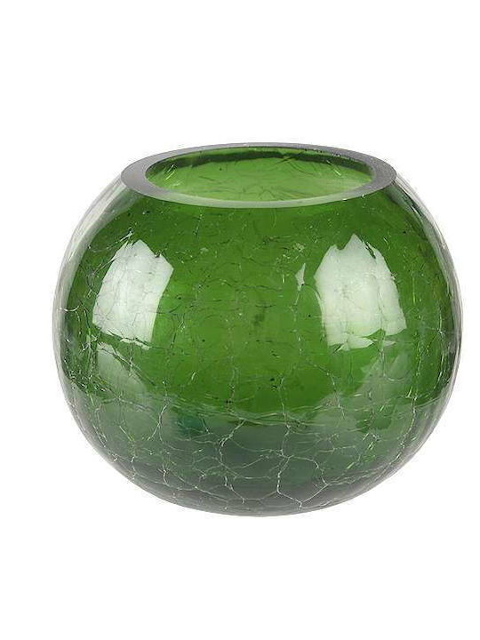 Art et Lumiere Set of Candle Holders Glass suitable for Tealights in Green Color 7.5x7.5x6.5cm 2pcs