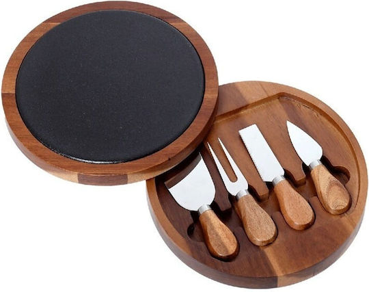 Cryspo Trio Wooden Cheese Serving Platter Rotating 23cm 5pcs