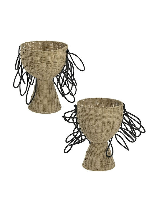 Inart Set of Decorative Baskets Straw Beige 35x35x48cm 2pcs