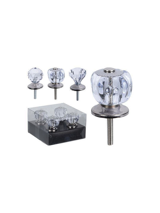 Koopman Knob Furniture made of Metallic Transparent D30mm 41065-01 4pcs