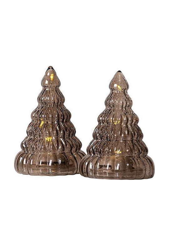 Christmas Glass Trees With Led Lights Set 2 Pieces Lucy Wood Sirius 9cm