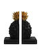 Set Of 2 Pineapple Bookends Fl530 Fylliana Polyresin Black-Gold 9x9x19cm