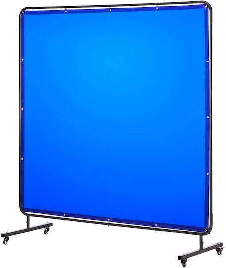 Vevor Welding Screen Welding Screen Frame Curtain 1.74 X 1.74 M Flame Resistant Vinyl Protective Screens Lockable Swivel Wheels UV Protection 6 Levels Laboratory Industrial Use Blue