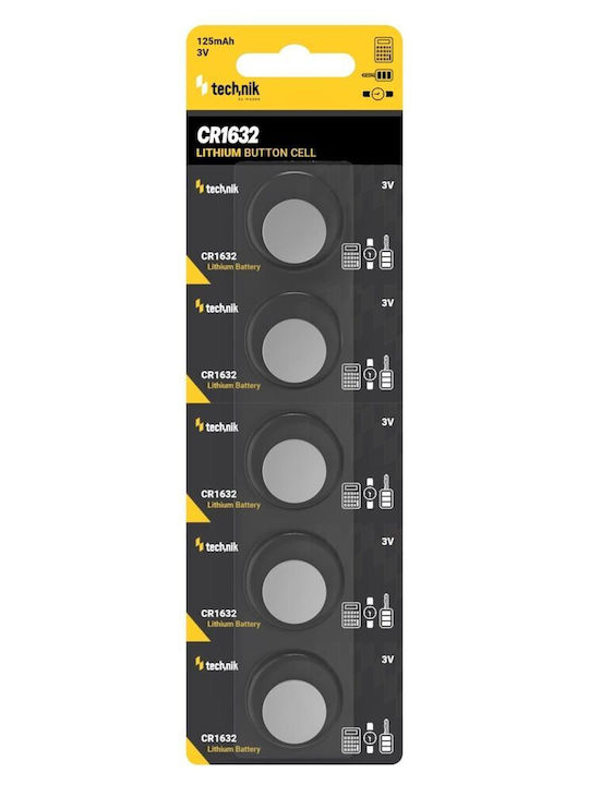 Technik Μπαταρίες Λιθίου Ρολογιών CR1632 3V 5τμχ