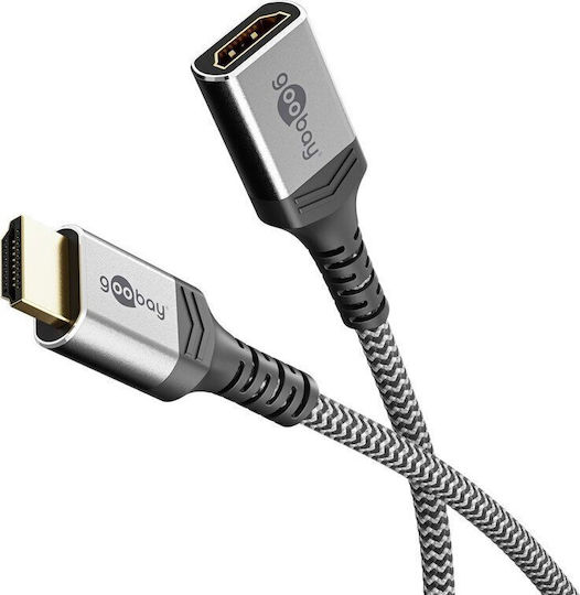 Goobay Cabluri HDMI 2.1 Ultra High Speed 48Gbps 4K 120Hz HDR VRR HDMI De Sex Masculin - HDMI De Sex Feminin 2m Gri