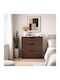 Inspire Wooden Chest of Drawers with 3 Drawers Walnut 80x39x80cm