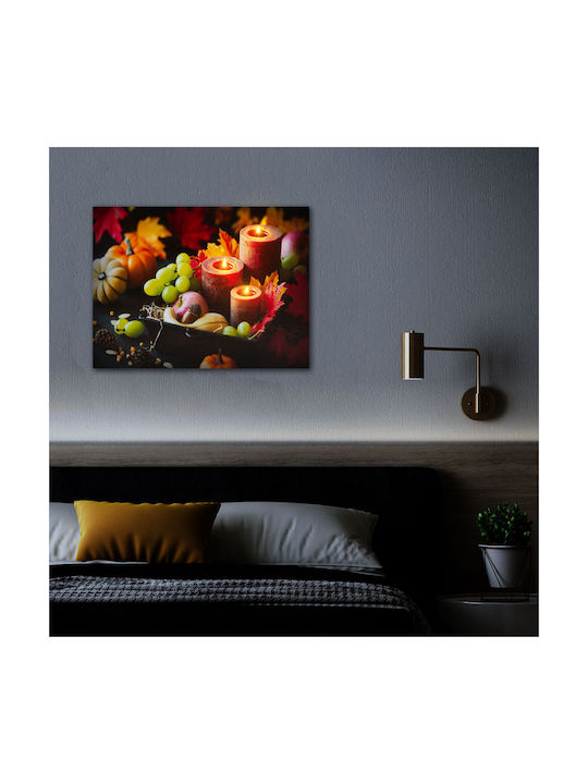 LED Gemälde Kerzen Herbstfrüchte 2 x AA 40 x 30 cm