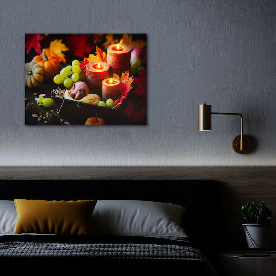 Led Painting Candles Autumn Fruits 2 X Aa 40 X 30 Cm