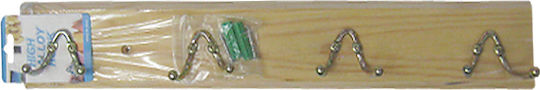 AGC Wandhalterung Hölzernes 4 Haken Beiges 40x6.5cm 6 Stück