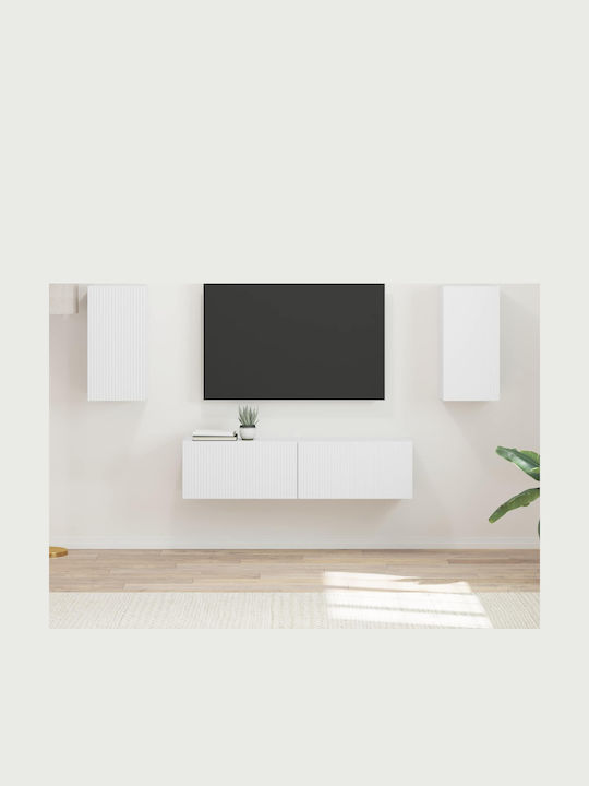 Living Room TV Unit White with Lighting Length ...