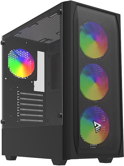 Savio Noctis Flow RGB Геймърско Midi Tower Компютърна Кутия със Страничен Прозорец Черна
