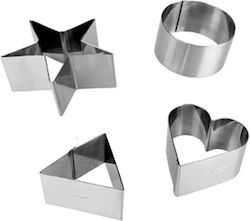 Ibili Ornament Set 4 Cookie Cutters Stainless Steel Silver Plated