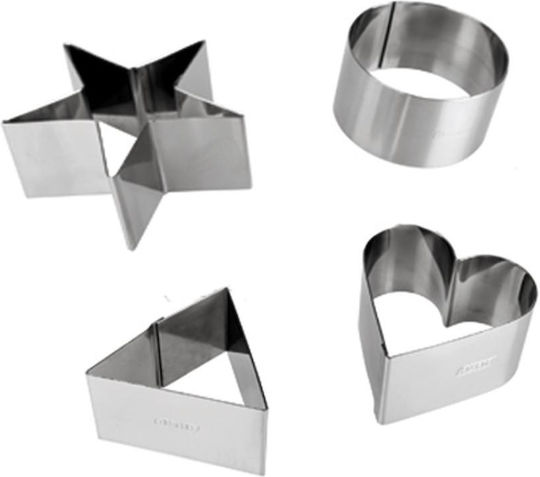 Ibili Ornament Set 4 Moulds Stainless Steel Silver Plated