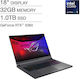 Asus ROG Strix G18 18" QHD+ 240Hz (Ultra 9-275HX/32GB/1TB SSD/GeForce RTX 5060/W11 Home) (Tastatură US)
