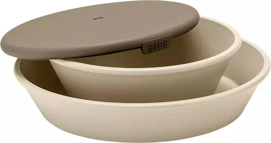 Kinder-Essgeschirr-Set aus Silikon Beige 3Stück