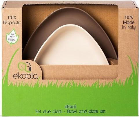 eKoala Παιδικό Σετ Φαγητοδοχείου από Πλαστικό Λευκό 2τμχ