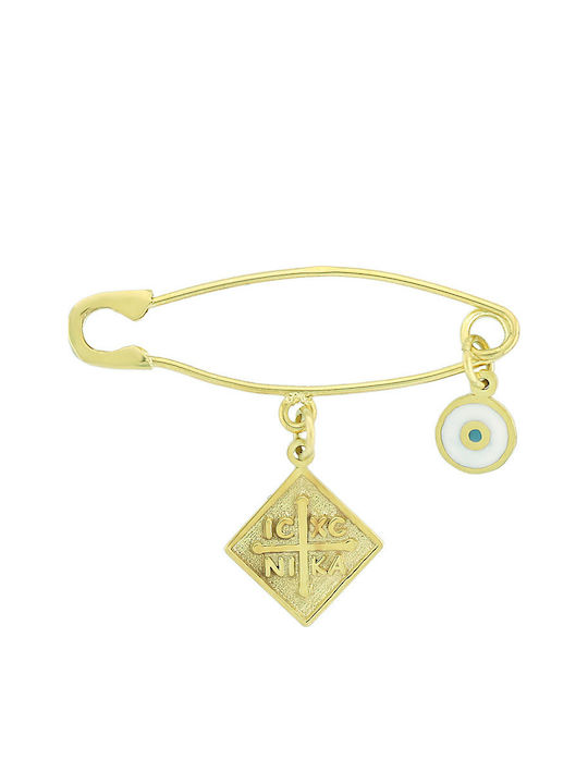 Kinder Sicherheitsnadel Augenanhänger aus Gold 14K mit Konstantinato
