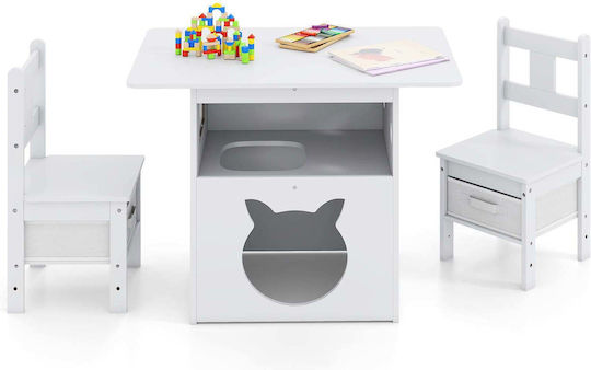 Kids Table and Chairs Set for Painting White Costway