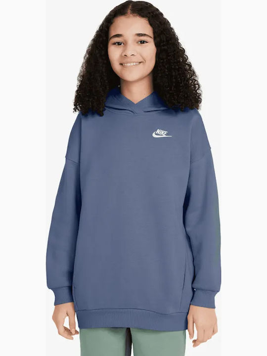 Fleece Kids Sweatshirt with Purple Hood Sportswear Club