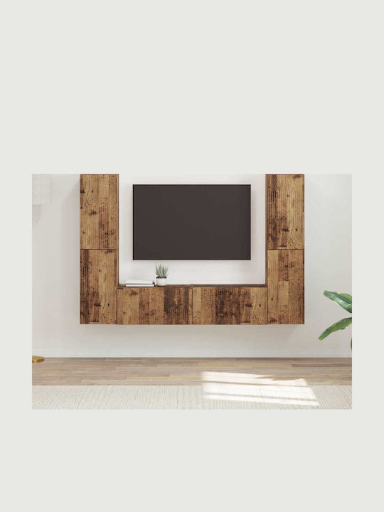 Living Room TV Unit with Lighting Old Wood L30x...